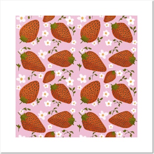 Strawberry repeat pattern Posters and Art